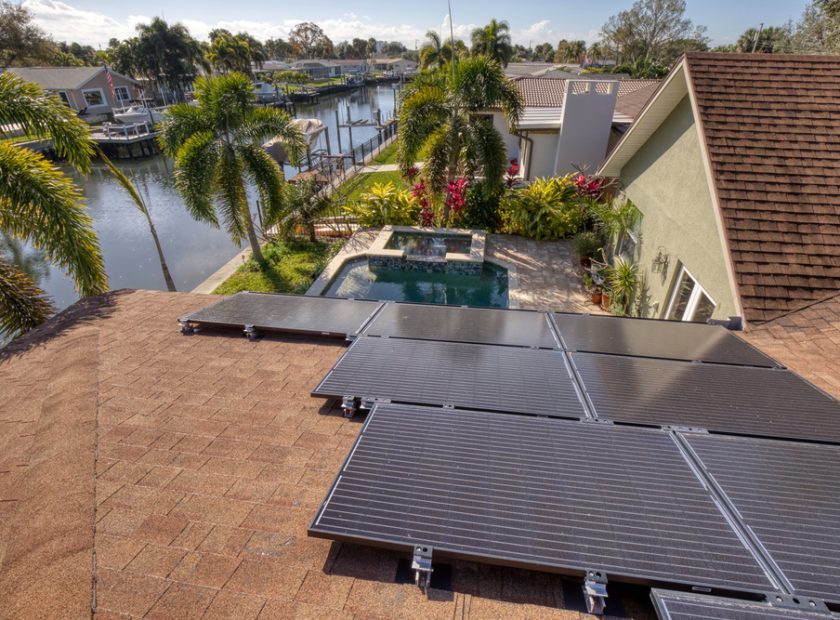 Solar,Panels,On,A,Roof,In,Florida,With,View,Of